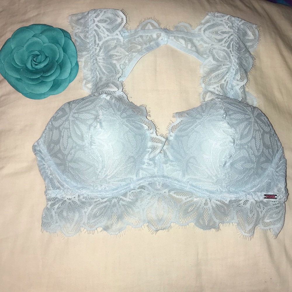 Pink VS light blue date push up bra with lace S